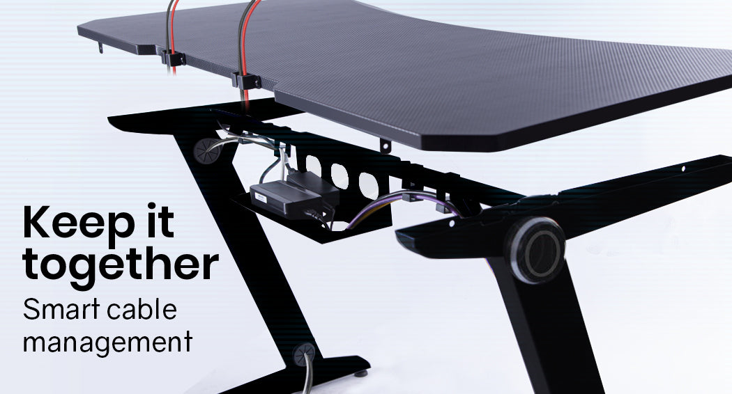 OVERDRIVE Gaming Chair Desk Racing Seat Setup PC Combo Office Black Table Foot - Cosy Abode