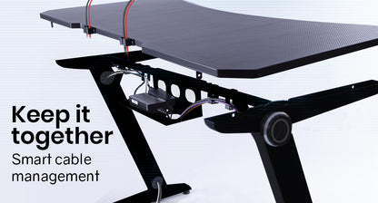 OVERDRIVE Gaming Chair Desk Racing Seat Setup PC Combo Office Black Table Foot - Cosy Abode