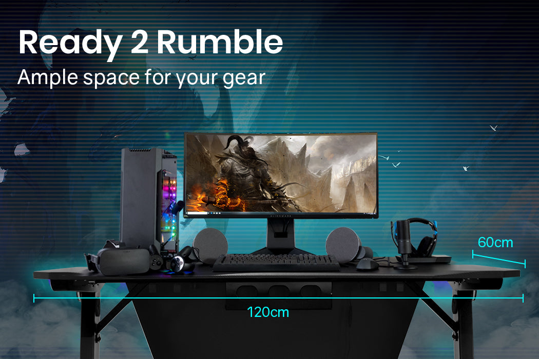 OVERDRIVE Gaming Chair Desk Racing Seat Setup PC Combo Office Black Table Foot - Cosy Abode