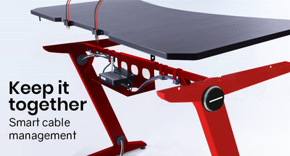OVERDRIVE Gaming Chair Desk Racing Seat Setup PC Combo Office Table Black Red - Cosy Abode