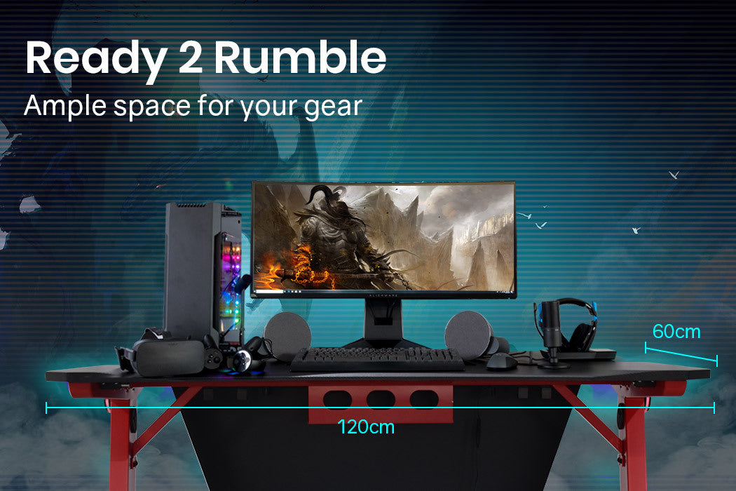 OVERDRIVE Gaming Chair Desk Racing Seat Setup PC Combo Office Table Black Red - Cosy Abode