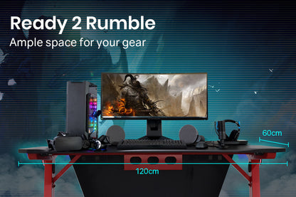 OVERDRIVE Gaming Chair Desk Racing Seat Setup PC Combo Office Table Black Red - Cosy Abode