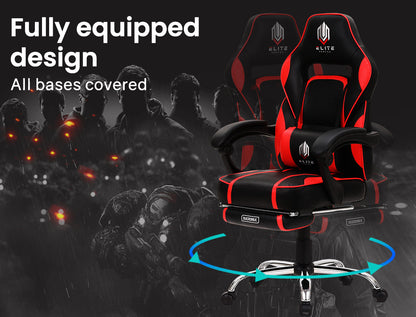 OVERDRIVE Gaming Chair Desk Racing Seat Setup PC Combo Office Table Black Red - Cosy Abode