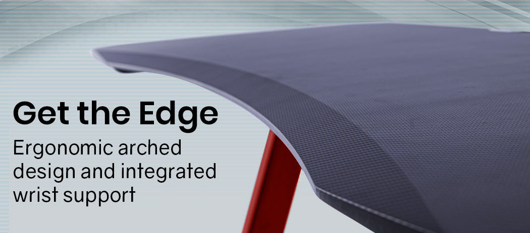 OVERDRIVE Gaming Desk 120cm  Computer Black PC Red LED Lights Carbon Fiber Look - Cosy Abode