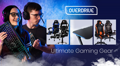 OVERDRIVE Gaming Desk 120cm  Computer Black PC Blue LED Lights Carbon Fiber Look - Cosy Abode
