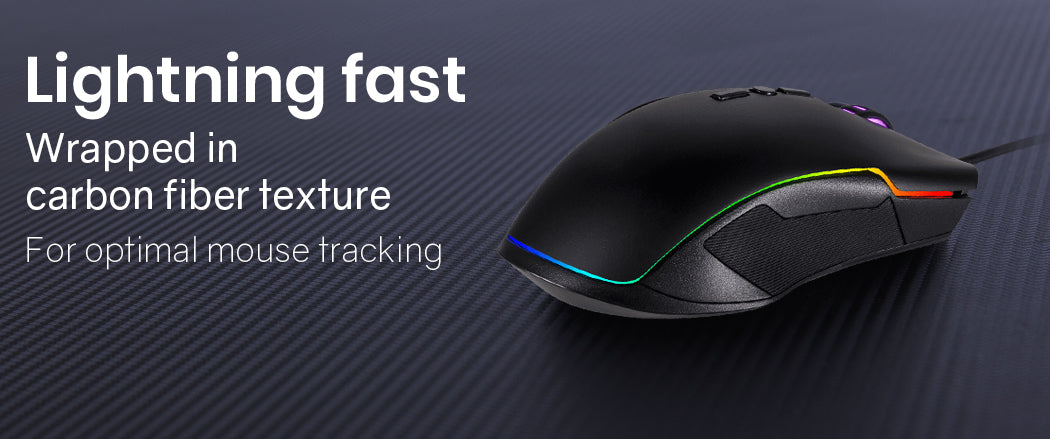 OVERDRIVE Gaming Desk 120cm PC Computer LED Lights Carbon Fibre Style Black RGB - Cosy Abode