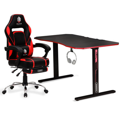 OVERDRIVE Gaming Chair Desk Racing Seat Setup PC Black Office Table Foot Combo - Cosy Abode