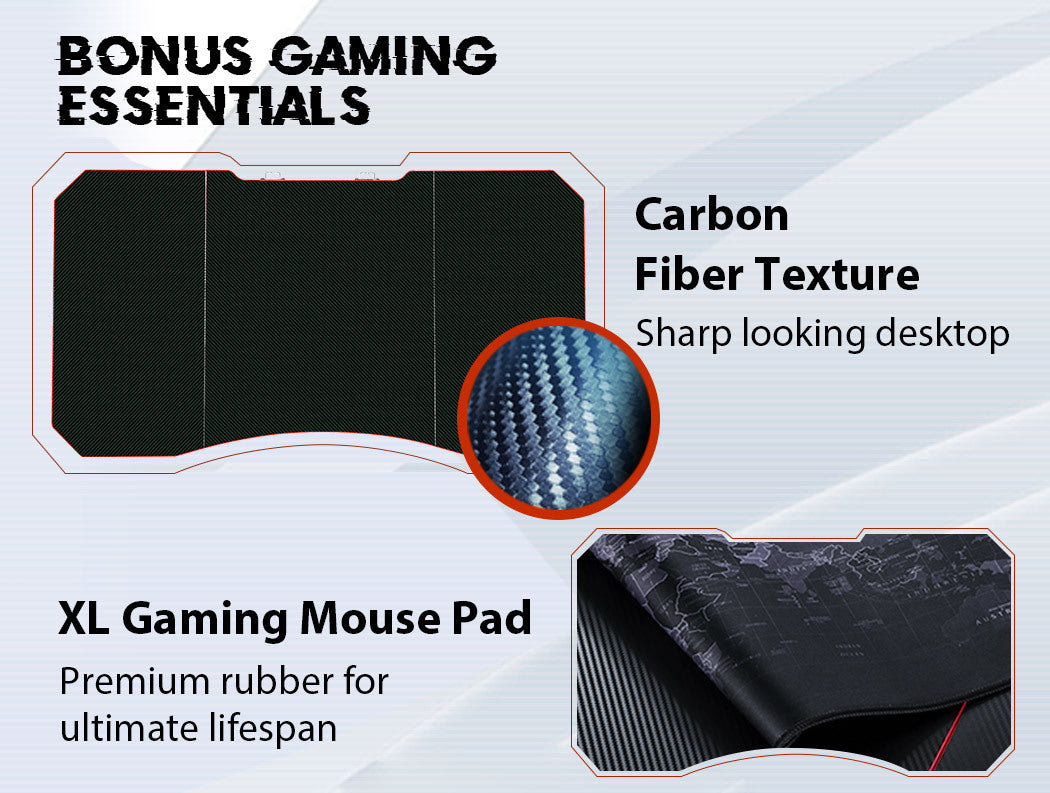 OVERDRIVE Gaming Chair Desk Racing Seat Setup PC Black Office Table Foot Combo - Cosy Abode