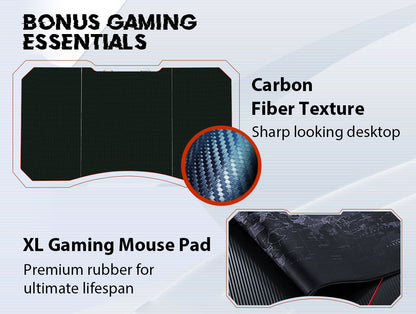 OVERDRIVE Gaming Chair Desk Racing Seat Setup PC Black Office Table Foot Combo - Cosy Abode