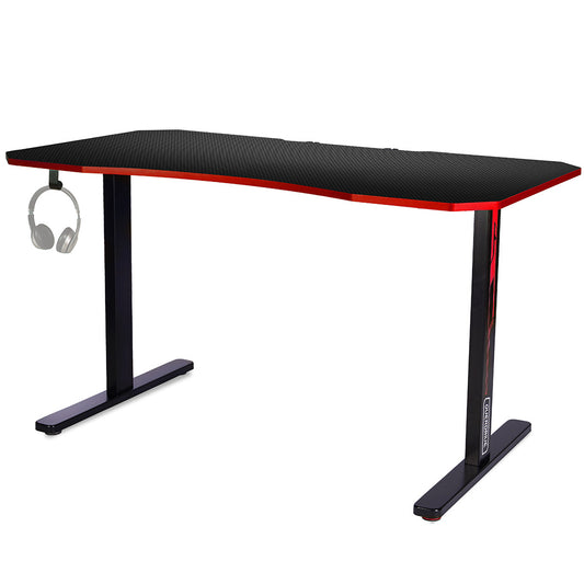 OVERDRIVE Gaming Desk 139cm PC Setup Table Computer Carbon Fiber Style Black - Cosy Abode