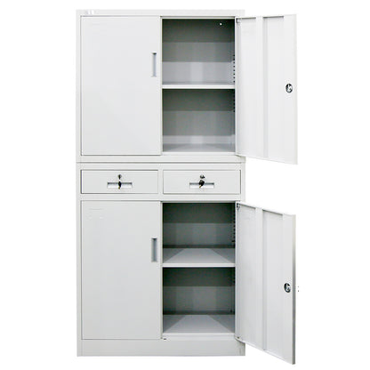 FORTIA Stationery Cabinet Office Home Storage Metal Lockable 4 Door Cupboard Drawers - Cosy Abode