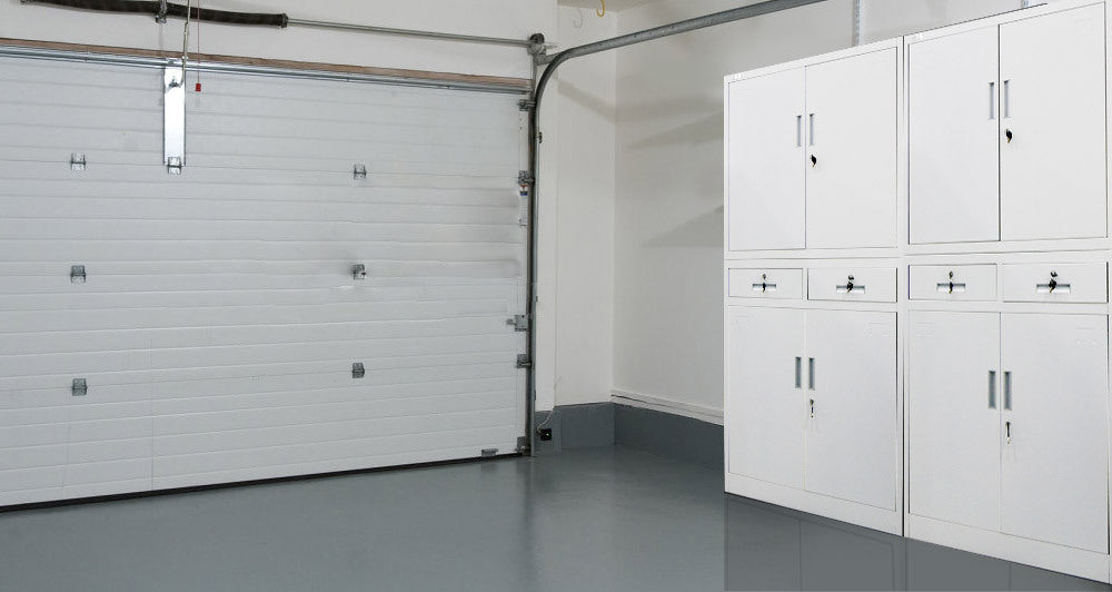 FORTIA Stationery Cabinet Office Home Storage Metal Lockable 4 Door Cupboard Drawers - Cosy Abode