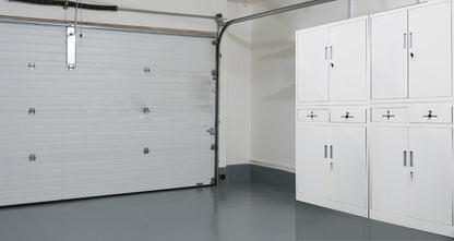 FORTIA Stationery Cabinet Office Home Storage Metal Lockable 4 Door Cupboard Drawers - Cosy Abode