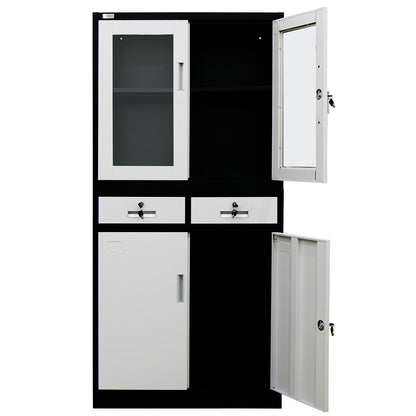 FORTIA Stationery Cabinet Office Storage Metal Lockable 4 Door Cupboard Drawers - Cosy Abode