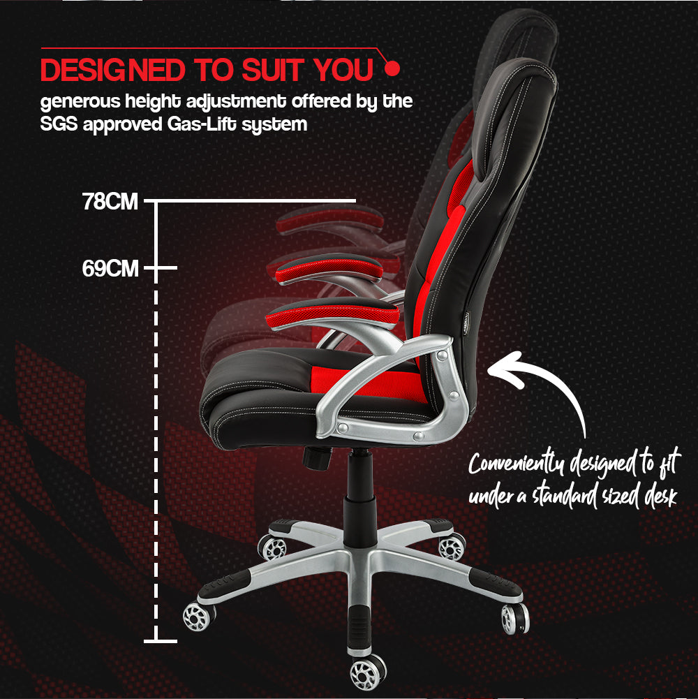 OVERDRIVE Racing Office Chair Seat Executive Computer Gaming PU Leather Deluxe - Cosy Abode
