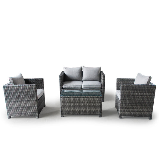 LONDON RATTAN Outdoor Furniture 4pc Setting Chairs Lounge Set Wicker Sofa Couch - Cosy Abode