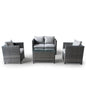 LONDON RATTAN Outdoor Furniture 4pc Setting Chairs Lounge Set Wicker Sofa Couch - Cosy Abode