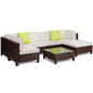 LONDON RATTAN 7pc Sofa Outdoor Furniture Brown Wicker Lounge Set Setting Pool - Cosy Abode