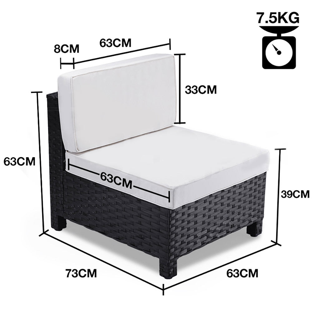 LONDON RATTAN 1pc Sofa Outdoor Furniture Setting - Steel Frame Garden Lounge - Cosy Abode