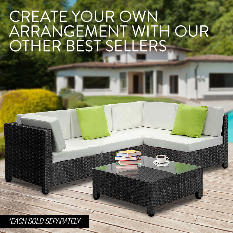 LONDON RATTAN 1pc Sofa Outdoor Furniture Setting - Steel Frame Garden Lounge - Cosy Abode