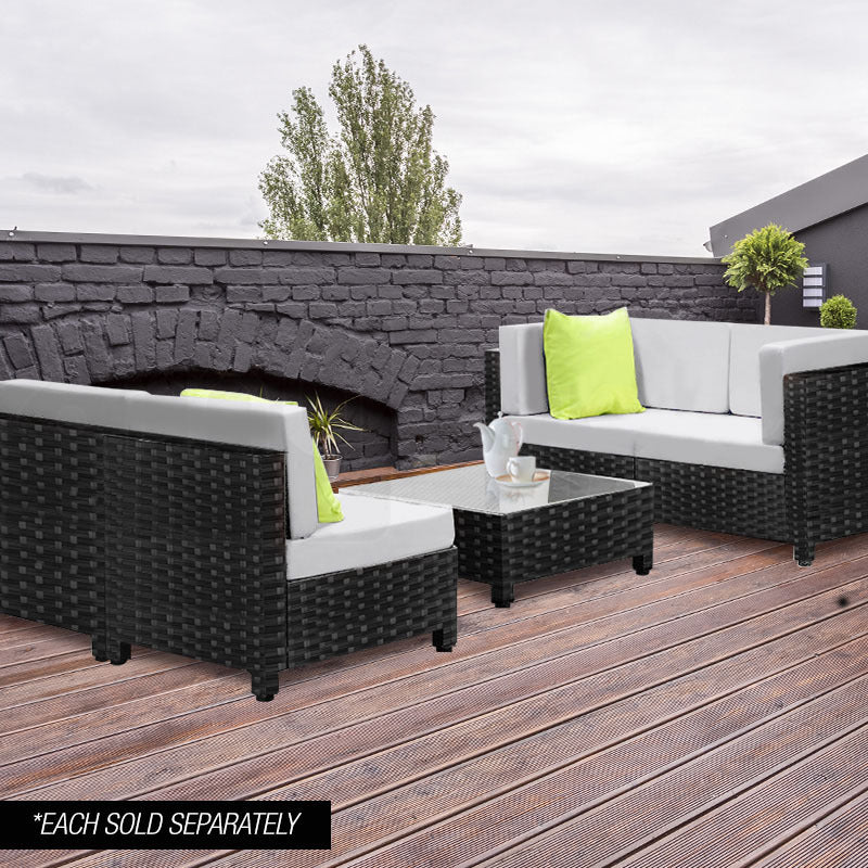 LONDON RATTAN 1pc Sofa Outdoor Furniture Setting - Steel Frame Garden Lounge - Cosy Abode