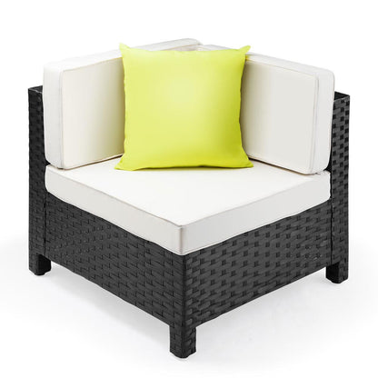 LONDON RATTAN 1pc Sofa Outdoor Furniture Setting -Corner Garden Lounge Chair - Cosy Abode