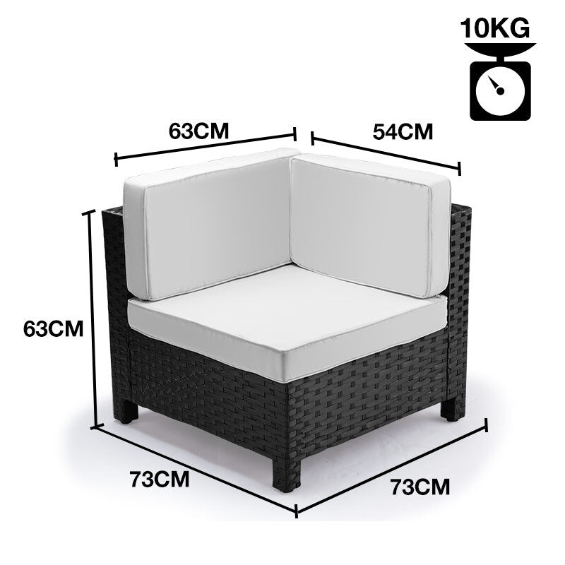 LONDON RATTAN 1pc Sofa Outdoor Furniture Setting -Corner Garden Lounge Chair - Cosy Abode