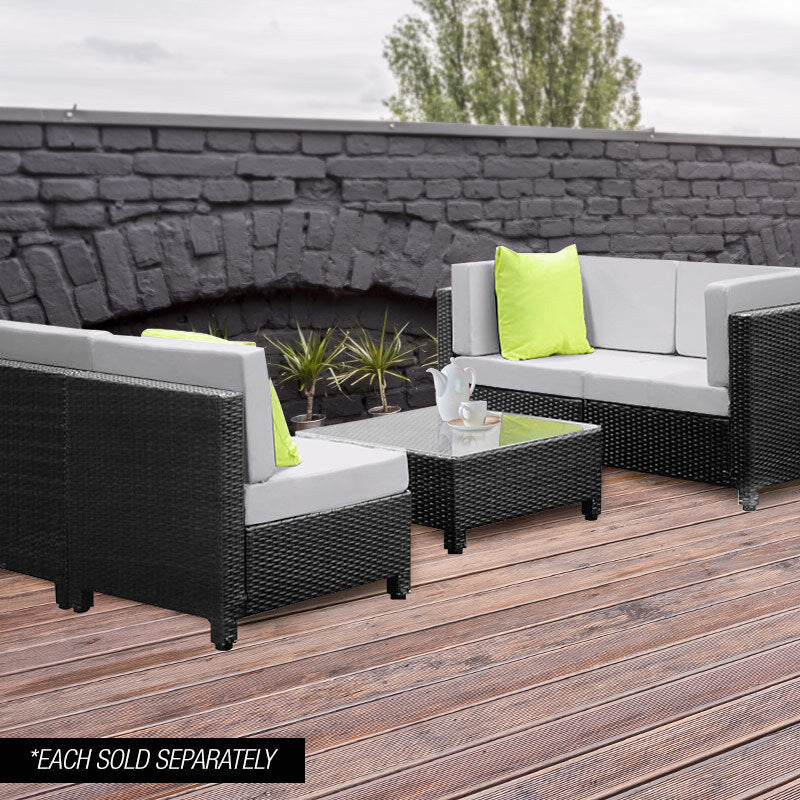 LONDON RATTAN 1pc Sofa Outdoor Furniture Setting -Corner Garden Lounge Chair - Cosy Abode