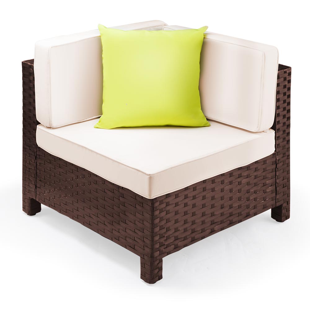 LONDON RATTAN 1pc Sofa Outdoor Furniture Wicker Lounge Corner Garden Chair - Cosy Abode
