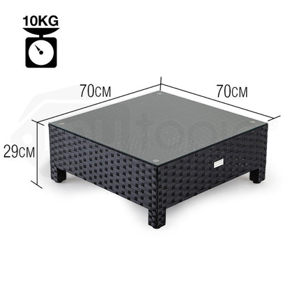 LONDON RATTAN 1pc Coffee Table Outdoor Wicker Sofa Furniture Lounge Garden - Cosy Abode