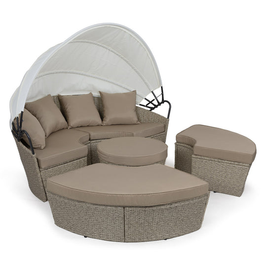 LONDON RATTAN Day Bed Daybed Sofa Garden Wicker Outdoor Furniture Round - Cosy Abode