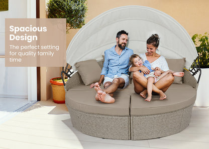 LONDON RATTAN Day Bed Daybed Sofa Garden Wicker Outdoor Furniture Round - Cosy Abode