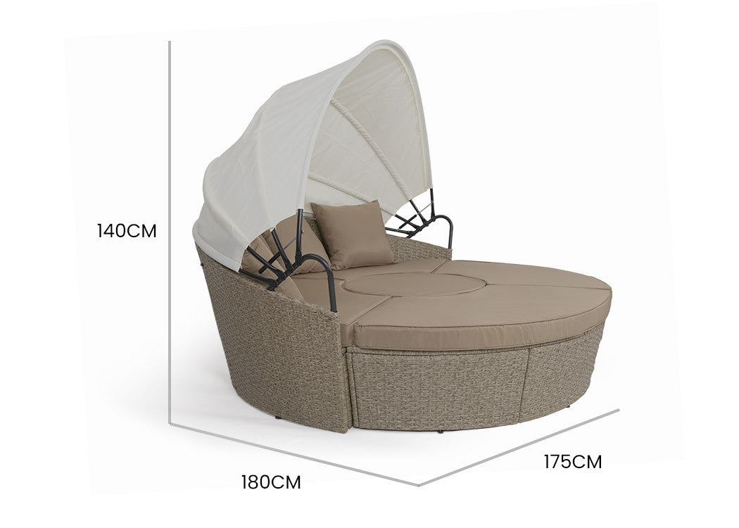 LONDON RATTAN Day Bed Daybed Sofa Garden Wicker Outdoor Furniture Round - Cosy Abode