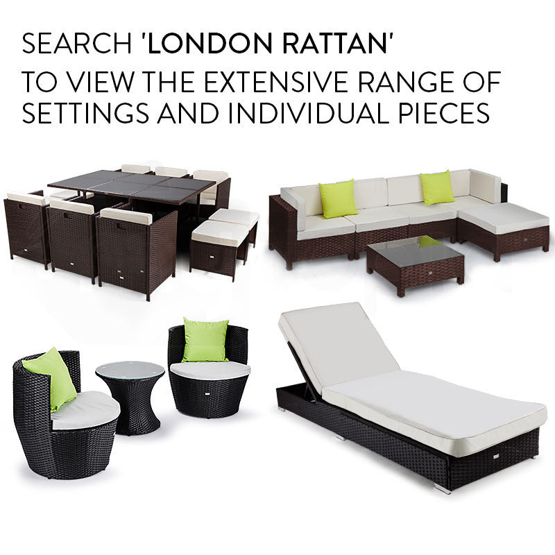 London Rattan Ottoman Outdoor Wicker Furniture Sofa Garden Lounge Foot Stool - Cosy Abode