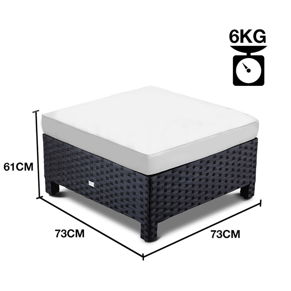 London Rattan Ottoman Outdoor Wicker Furniture Sofa Garden Lounge Foot Stool - Cosy Abode
