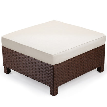 LONDON RATTAN Ottoman Outdoor Wicker Furniture Garden Sofa Lounge Foot Stool - Cosy Abode