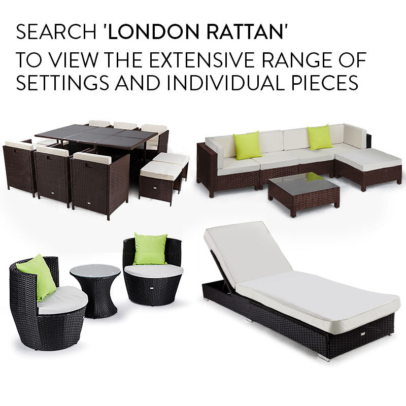 LONDON RATTAN Ottoman Outdoor Wicker Furniture Garden Sofa Lounge Foot Stool - Cosy Abode