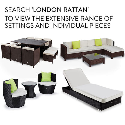 LONDON RATTAN Ottoman Outdoor Wicker Furniture Garden Sofa Lounge Foot Stool - Cosy Abode
