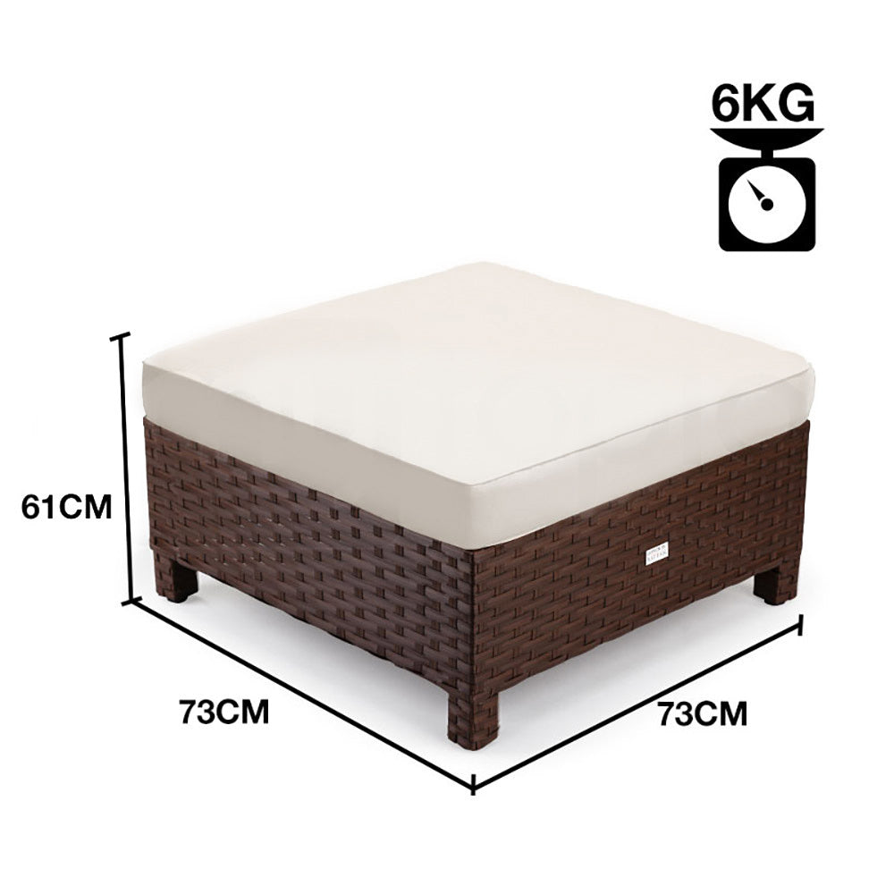 LONDON RATTAN Ottoman Outdoor Wicker Furniture Garden Sofa Lounge Foot Stool - Cosy Abode