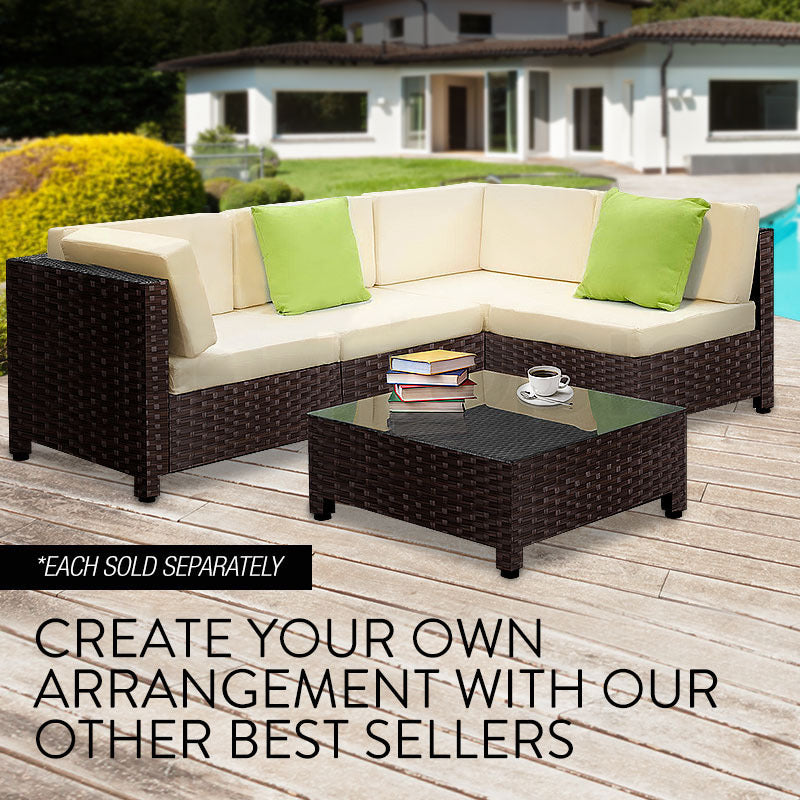 LONDON RATTAN Ottoman Outdoor Wicker Furniture Garden Sofa Lounge Foot Stool - Cosy Abode