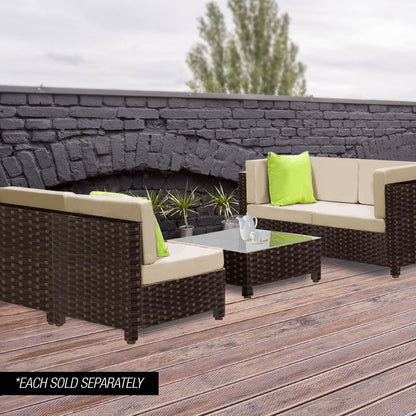LONDON RATTAN Ottoman Outdoor Wicker Furniture Garden Sofa Lounge Foot Stool - Cosy Abode