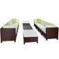 LONDON RATTAN 12pc Outdoor Lounge Furniture Setting Patio Brown Wicker Sofa Set - Cosy Abode