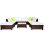 LONDON RATTAN 9pc Outdoor Furniture Setting Wicker Lounge Brown Patio Sofa Set - Cosy Abode