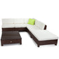 LONDON RATTAN 6pc Outdoor Furniture Setting Wicker Lounge Ottoman Sofa Set Brown - Cosy Abode