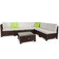 LONDON RATTAN 7pc Outdoor Wicker Lounge Furniture Setting Patio Sofa Set Brown - Cosy Abode