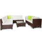 LONDON RATTAN 8pc Outdoor Furniture Setting Lounge Wicker Patio Sofa Set Brown - Cosy Abode