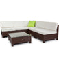 LONDON RATTAN 6pc Outdoor Furniture Setting Wicker Lounge Patio Sofa Set Brown - Cosy Abode