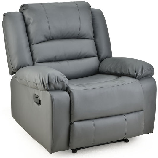 Fortia Luxury Recliner Lounge Chair, Single Faux Leather Armchair, for Home Theatre Cinema, Elderly, Grey - Cosy Abode