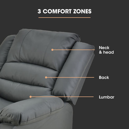 Fortia Luxury Recliner Lounge Chair, Single Faux Leather Armchair, for Home Theatre Cinema, Elderly, Grey - Cosy Abode