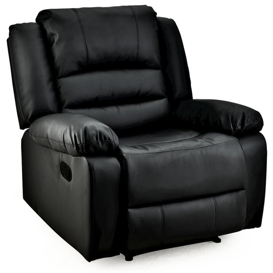 FORTIA Luxury Recliner Lounge Chair, Single Faux Leather Armchair, for Home Theatre Cinema, Elderly, Black - Cosy Abode